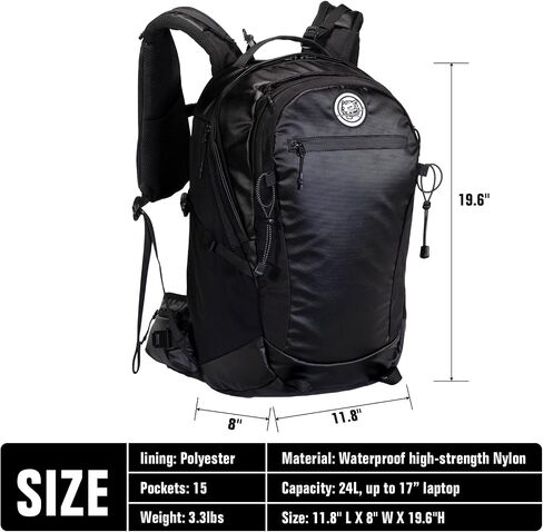 TKLoop Casual Laptop Backpack For for Men and Women 24L Backpack Daypack with Wash Bag and Rainproof Cover for Work,Daily use,College,Travel,Commuter Business Black in Saudi Arabia