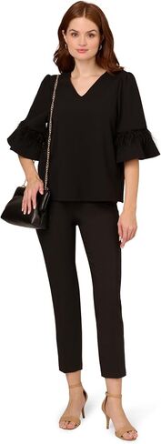 Adrianna Papell womens V-neck Elbow Sleeve to W/Ruffle & Feather Trim V-neck Elbow Sleeve to W/Ruffle & Feather Trim in Saudi Arabia