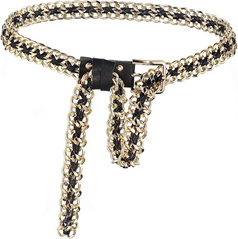 BAOKELAN Women Girls Punk Metal Braided Leather Waist Chain Belts for Jeans Dress in Saudi Arabia