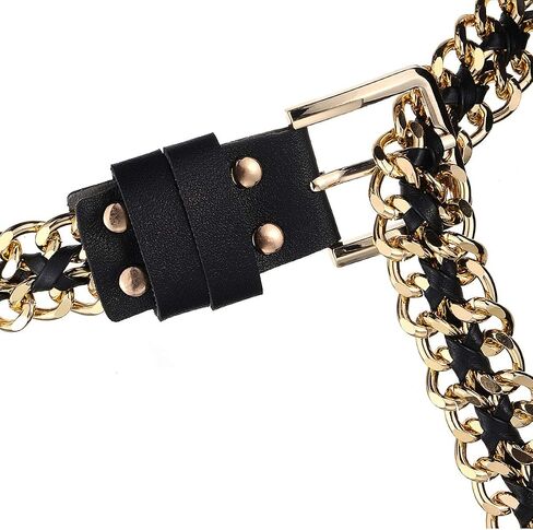 BAOKELAN Women Girls Punk Metal Braided Leather Waist Chain Belts for Jeans Dress in Saudi Arabia