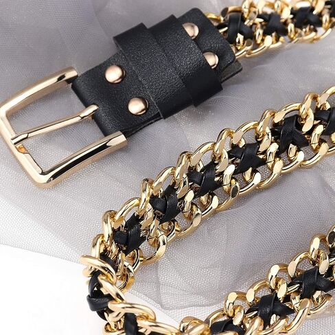 BAOKELAN Women Girls Punk Metal Braided Leather Waist Chain Belts for Jeans Dress in Saudi Arabia