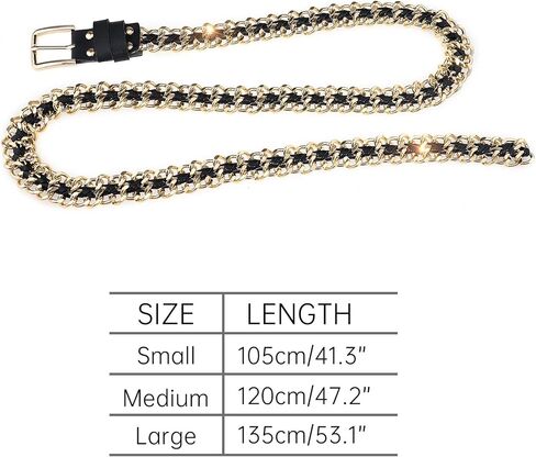 BAOKELAN Women Girls Punk Metal Braided Leather Waist Chain Belts for Jeans Dress in Saudi Arabia