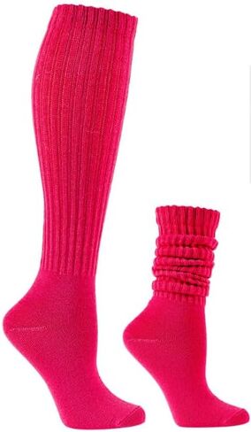 جوارب نسائية من فيدوسا بلون احمر وردي من الثمانينيات، جوارب طويلة للغاية وثقيلة حتى الركبة، جوارب سكرانشي سميكة مقاس 9 الى 10، جوارب رياضية للنساء in Kuwait