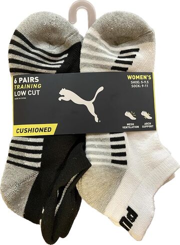 PUMA 6 PAIRS TRAINING LOW CUT WOMEN SOCKS SHOE 5-9.5 SOCK 9-11, Multi, 5-9.5 in Saudi Arabia