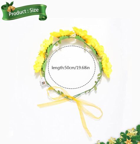 عصابة رأس على شكل زهرة LED من Werhonton تضيء إكسسوارات شعر عباد الشمس لمهرجانات النساء والفتيات (عبوة من 1) (أصفر) in Kuwait