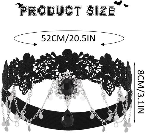 GORTIN Gothic Forehead Chain Lolita Black Lace Hair Band Sequins Vampire Headdress Head Chain Hallowee Rhinestones Headpiece Festival Costume Headband Hair Accessories for Women and Girls in Saudi Arabia