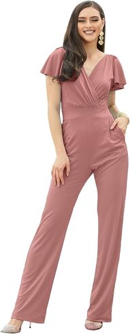 KOH KOH Women’s Long Pant Suit Sleeveless V-Neck Classy Jumpsuit Romper Outfit in Kuwait