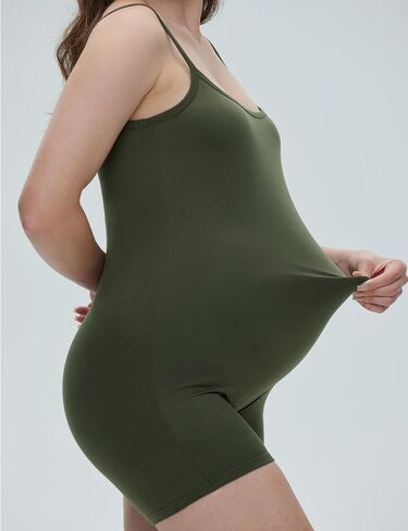 POSHDIVAH Women's Maternity Spaghetti Strap Bodysuit Shorts Pregnancy Bodycon Jumpsuit Sleeveless Tank Top Romper Shapewear in Saudi Arabia