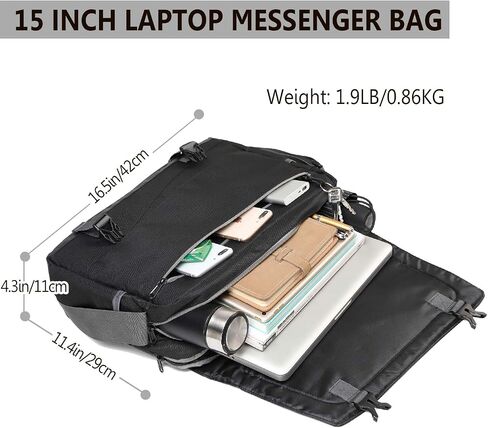 Messenger Bag for Men, Lightweight Water Resistant 15.6 In Laptop Bag Business Office Satchel Shoulder Bag in Kuwait