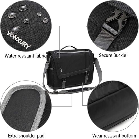Messenger Bag for Men, Lightweight Water Resistant 15.6 In Laptop Bag Business Office Satchel Shoulder Bag in Kuwait