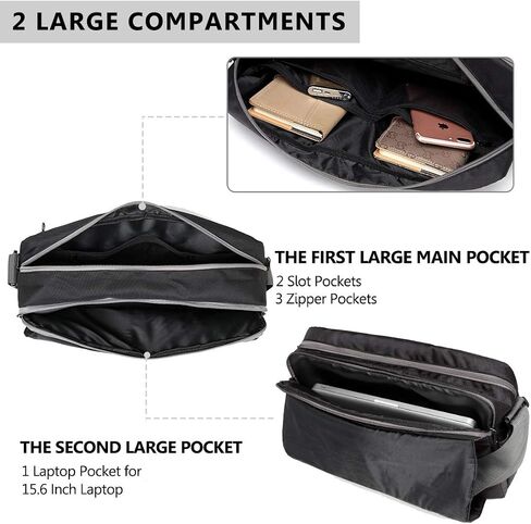 Messenger Bag for Men, Lightweight Water Resistant 15.6 In Laptop Bag Business Office Satchel Shoulder Bag in Kuwait
