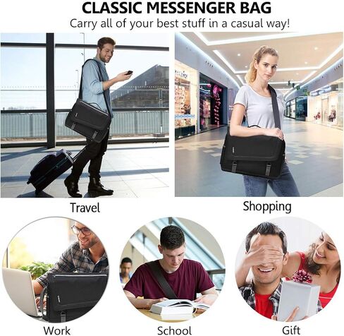 Messenger Bag for Men, Lightweight Water Resistant 15.6 In Laptop Bag Business Office Satchel Shoulder Bag in Kuwait