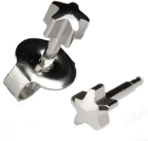 Ear Piercing Earrings Silver 3 Pairs of 4mm 16ga Thick Post Stainless Steel Shapes Studs Hypoallergenic in Saudi Arabia