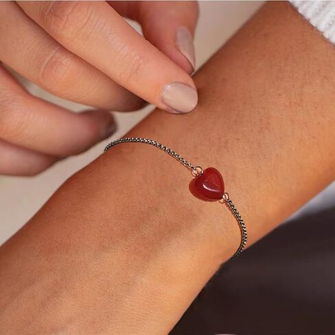 Natural Carnelian Heart Adjustable Bracelet, My Soul Sister Friendship Best Friend Birthday Gifts for Sister from Sister in Saudi Arabia
