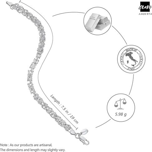 سوار سلسلة بيزنطية من الفضة الإسترليني عيار 925 للجنسين من أمبرتا in Kuwait