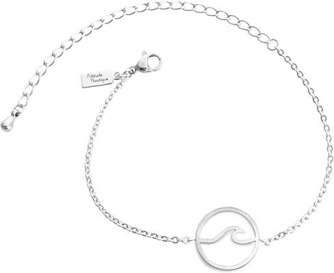 Altitude Boutique سوار بسيط لموجة المحيط لركوب الأمواج وسيرفر البحر ودائرة هاواي مجوهرات الشاطئ (ذهبي، فضي) in Kuwait