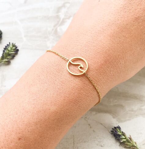 Altitude Boutique سوار بسيط لموجة المحيط لركوب الأمواج وسيرفر البحر ودائرة هاواي مجوهرات الشاطئ (ذهبي، فضي) in Kuwait