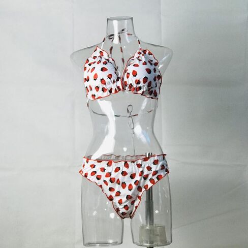 New Women's Swimsuit,Strawberry Printed Bikini, Lotus Edge Swimsuit, Belt Swimsuit in Kuwait