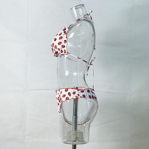 New Women's Swimsuit,Strawberry Printed Bikini, Lotus Edge Swimsuit, Belt Swimsuit in Kuwait