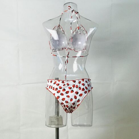 New Women's Swimsuit,Strawberry Printed Bikini, Lotus Edge Swimsuit, Belt Swimsuit in Kuwait