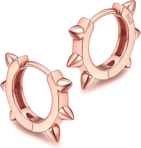 ChicSilver 925 Sterling Silver Cubic Zirconia Small Huggie Hoop Earrings for Women, Diameter 10MM, Silver/Gold/Rose Gold in Kuwait