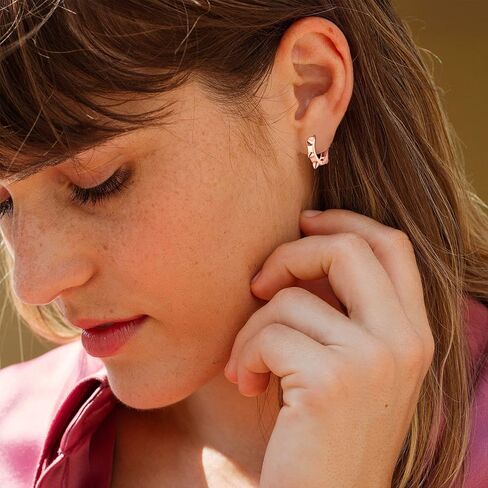 ChicSilver 925 Sterling Silver Cubic Zirconia Small Huggie Hoop Earrings for Women, Diameter 10MM, Silver/Gold/Rose Gold in Kuwait