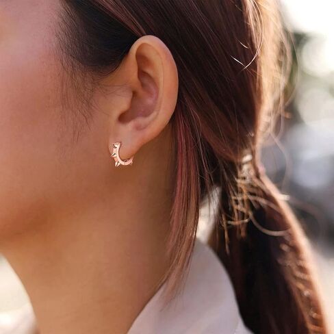 ChicSilver 925 Sterling Silver Cubic Zirconia Small Huggie Hoop Earrings for Women, Diameter 10MM, Silver/Gold/Rose Gold in Kuwait