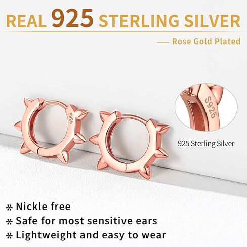 ChicSilver 925 Sterling Silver Cubic Zirconia Small Huggie Hoop Earrings for Women, Diameter 10MM, Silver/Gold/Rose Gold in Kuwait