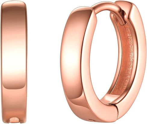 ChicSilver 925 Sterling Silver Cubic Zirconia Small Huggie Hoop Earrings for Women, Diameter 10MM, Silver/Gold/Rose Gold in Saudi Arabia