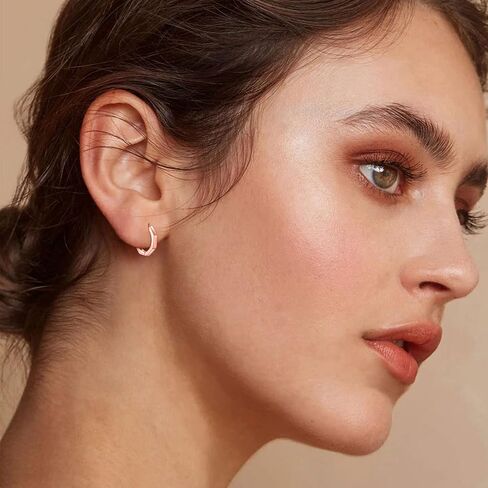 ChicSilver 925 Sterling Silver Cubic Zirconia Small Huggie Hoop Earrings for Women, Diameter 10MM, Silver/Gold/Rose Gold in Saudi Arabia