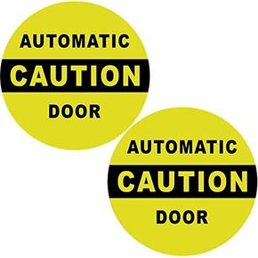 Outdoor/Indoor (2 Pack) 6" X 6" - Caution Automatic Door - Safety Warning Notice Sign Vinyl Label Decal Sticker - for Business Store, Shop, Cafe, Office, Restaurant - Self Adhesive Vinyl