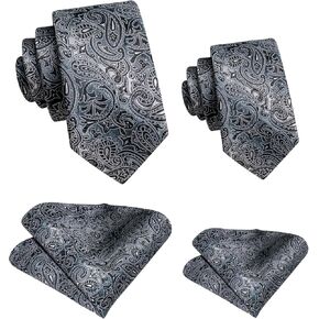 Hi-Tie Father And Son Tie Set Jacquard Woven Silk Necktie Pocket Square Set For Wedding Party Formal Dress Gifts