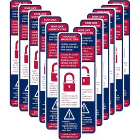 60 Pack Lockdown Magnetic Strips for School Office Public Business District Lockdowns Rapid Lockdown Magnet Strongest Lockdown Magnet 0.8mmThick (White, Printed Version)
