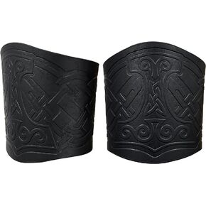 AZORA Leather Gauntlet Wristband Medieval Bracers Wrist Band Buckle Wide Bracer Arm Armor Cuff 2 Pcs