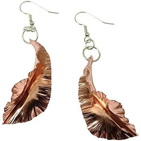 Fold Formed Copper Leaf Dangle Earrings - Handmade Copper Earrings by John S Brana Handmade Jewelry
