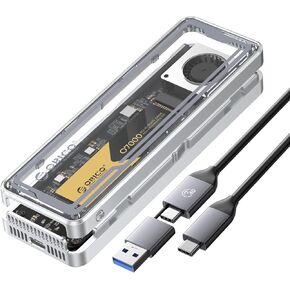 ORICO 40Gbps M.2 NVMe SSD Enclosure with Built-in Cooling Fan, Tool-Free Installation Aluminum NVMe Case, Support 2230 2242 2260 2280(M Key), Compatible with Thunderbolt 3/4 USB4/3.2/3.1/3.0/2.0