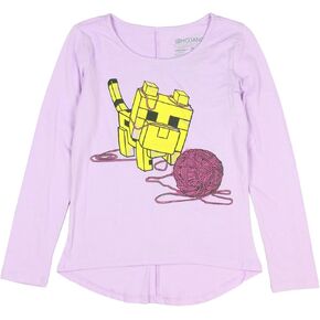 Minecraft Girls' Baby Ocelot AND Yarn Long Sleeve Tee