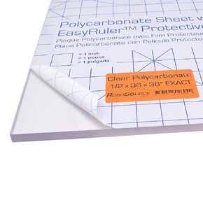 Polycarbonate Clear Plastic Sheet 36" X 36" X 0.472" (1/2") Exact with EasyRuler Film, Shatter Resistant, Easier to Cut, Bend, Mold Than Plexiglass. Window Panel, Hobby, Home, DIY, Industrial, Crafts