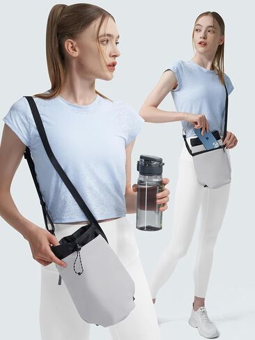 Iilyswee Water Bottle Holder with Strap, 25/32/40oz Water Bottle Carrier with Phone Pocket, Flask Sling Sleeve Drawstring Pouch, for Walking Hiking Camping Traveling School Gym Outdoor in Saudi Arabia