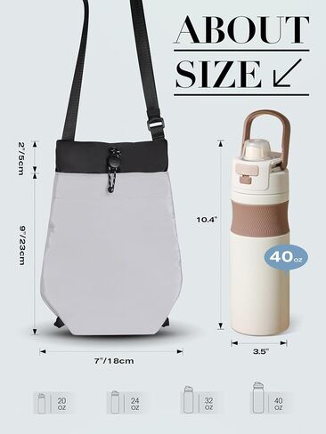 Iilyswee Water Bottle Holder with Strap, 25/32/40oz Water Bottle Carrier with Phone Pocket, Flask Sling Sleeve Drawstring Pouch, for Walking Hiking Camping Traveling School Gym Outdoor in Saudi Arabia