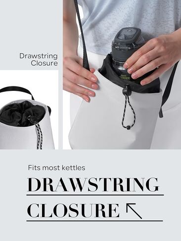 Iilyswee Water Bottle Holder with Strap, 25/32/40oz Water Bottle Carrier with Phone Pocket, Flask Sling Sleeve Drawstring Pouch, for Walking Hiking Camping Traveling School Gym Outdoor in Saudi Arabia