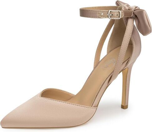 Trary Women's Heels للنساء كعب عالٍ مغلق من الأمام وكعب عالٍ مدبب وعقدة على شكل فيونكة وحزام الكاحل 3.74 بوصة حذاء نسائي بإبزيم قابل للتعديل مريح ومثير لحفلات الزفاف والحفلات الكاجوال والمكتب in Kuwait