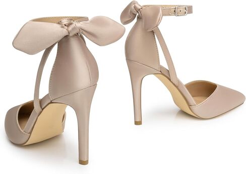 Trary Women's Heels للنساء كعب عالٍ مغلق من الأمام وكعب عالٍ مدبب وعقدة على شكل فيونكة وحزام الكاحل 3.74 بوصة حذاء نسائي بإبزيم قابل للتعديل مريح ومثير لحفلات الزفاف والحفلات الكاجوال والمكتب in Kuwait