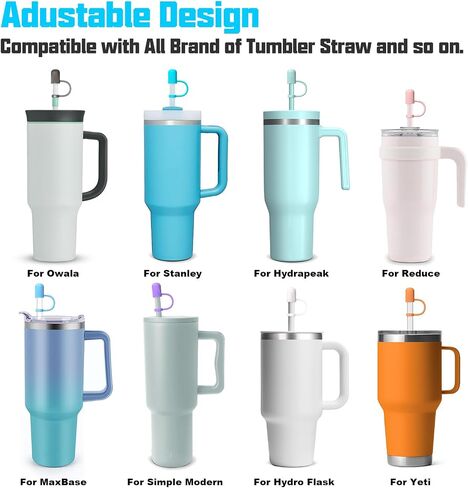Adjustable Straw Cover for All Brand of Stanley, Simple Modern, Yeti, Owala, Hydro Flask, Reduce, Maars, Meoky, MaxBase, Beast, Hydrapeak and so on, Diameter 6mm-10mm, BPA Free, Dishwasher safe in Saudi Arabia