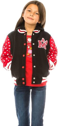 unik Girl Varsity Jacket with Polka Dot Sleeves Red Pink Plum in Kuwait