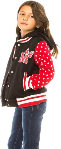 unik Girl Varsity Jacket with Polka Dot Sleeves Red Pink Plum in Kuwait