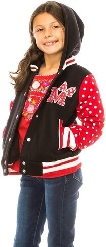 unik Girl Varsity Jacket with Polka Dot Sleeves Red Pink Plum in Kuwait