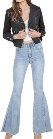 Women Tassel Suede Biker Faux Jacket Faux Suede Hem in Saudi Arabia