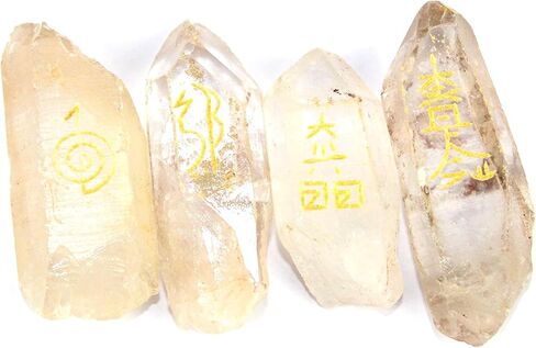 Jet Natural Crystal Quartz Point Usui Symbol Reiki Healing Meditation Power Symbol Gemstone Spiritual Energized Positive Mental Peace Prosperity Growth Approx 1.5-2 Inch in Saudi Arabia