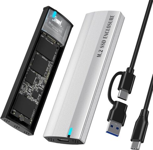 محول حاوية M.2 NVME SATA SSD من الألومنيوم، USB 3.2 Gen 2 (10 جيجابت في الثانية) إلى NVME PCI-E SATA M-Key/(B+M) محرك أقراص الحالة الصلبة، M.2 إلى USB C&A حاوية خارجية لـ 2242/2260 /2280 in Saudi Arabia